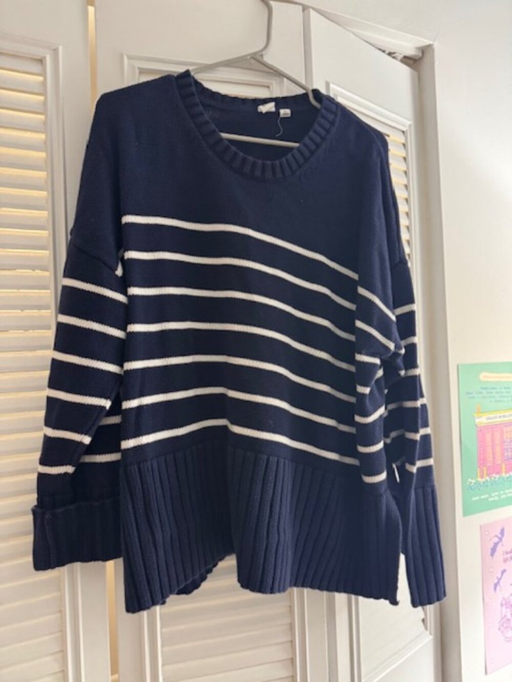 Gap Navy and White Striped Sweater Size XL